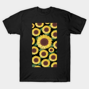 SUNFLOWER GREEN LEAF BLACK BACKGROUND PHONE CASES & MORE T-Shirt